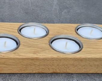 Solid Oak Tealight Holder | Slim Design | 4 tealights | Handmade in Warwickshire | Wooden Candle Holder