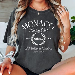 Koszulka Monaco Racing Club, koszulka Monte Carlo Racing Car, koszulka Comfort Colors Vintage Racing Fan Style, odzież na tor wyścigowy