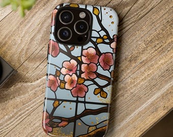Capa de celular com estampa de flor de cerejeira japonesa, capa com estampa floral rosa, compatível com iPhone, Samsung Galaxy e Google Pixel