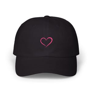 Embroidered Pink Heart Baseball Cap, Cute Hat for Women, Classic Dad Cap, Gift for Her, Adjustable Cap for Girls, Pink Heart Design