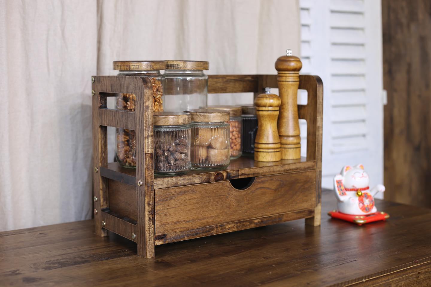 Newly Designed Kitchen Shelf. Countertop Kitchen Organizer . Perfect Display Shelf For A Cozy Kitchen. Space-Saving Kitchen Organizer.