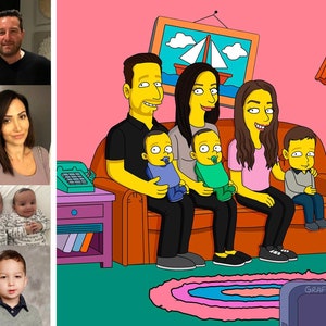 SALE Simpsons portrait Christmas Gift Custom Cartoon Couple simpsons sofa Portrait boy friend Anniversary gift Birthday for him Valentine