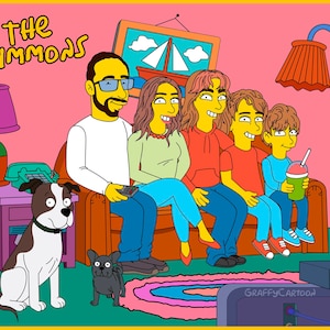 SALE Simpsons portrait Christmas Gift Custom Cartoon Couple simpsons sofa Portrait boy friend Anniversary gift Birthday for him Valentine