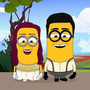 Minions custom Portrait couple gift boyfriend family cartoon portrait minion cartoon christmas gift faters valentines gift, for him