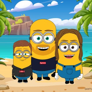 Bestseller Minions individuelles Porträt, Paar Geschenk Freund, Familien Portrait, Minion Cartoon, Weihnachtsgeschenk, Vatertagsgeschenk, für ihn