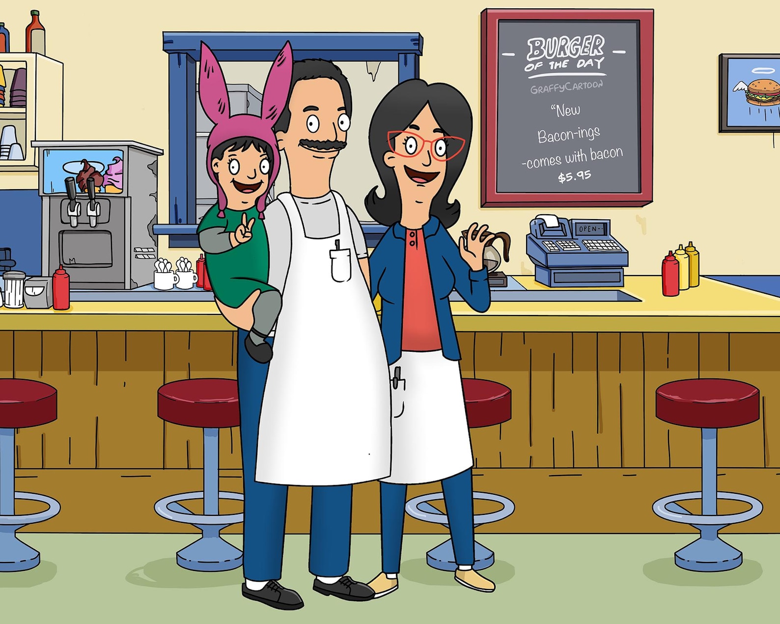 SALE Bobs Burg Custom Portrait Burger Gifts Couple Drawing Fathers Day ...
