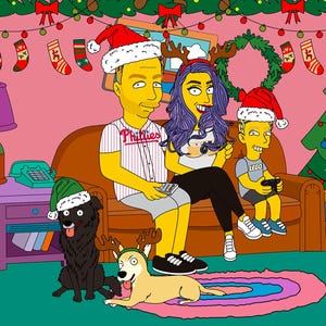 SALE! Simpsons Portrait Christmas Gift Couple Custom Cartoon drawing Anniversary  Birthday Valentines Gift for him for her drawing