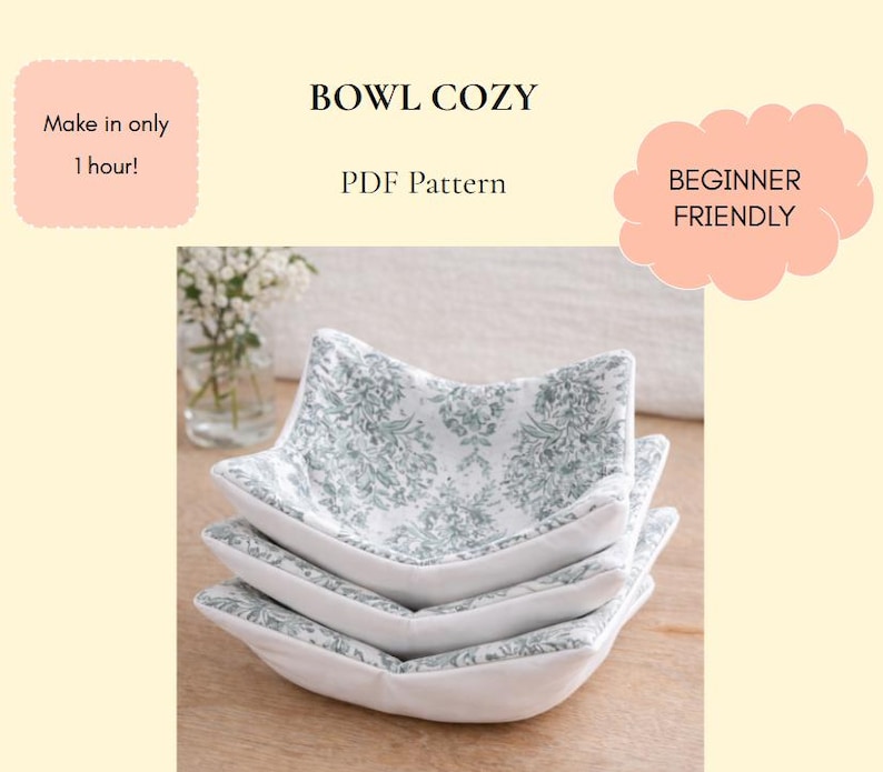 Bowl Cozy Sewing Pattern PDF - Beginner Friendly DIY Project - Etsy