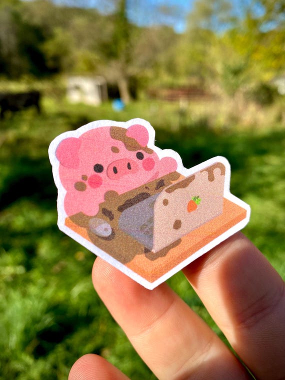 HAND-CUT Clicky Critter Cute Pig Laptop Sticker Made By Jenksto