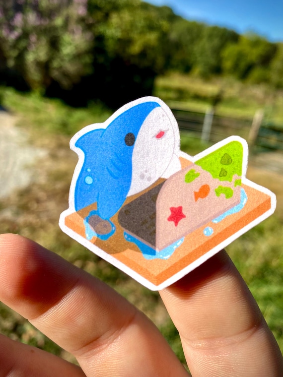 HAND-CUT Clicky Critter Cute Shark Sticker Made by Jenksto