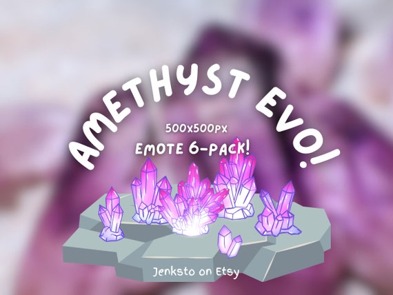 Amethyst Emote Bundle Purple Crystal Cluster Emoji Twitch/Discord Digital Emote Made by Jenksto (6-Pack)