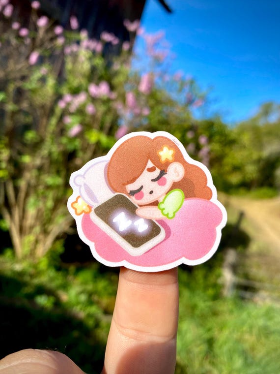 HAND-CUT Sleepy Girl Sticker Cute Nap Time Cling Made by Jenksto