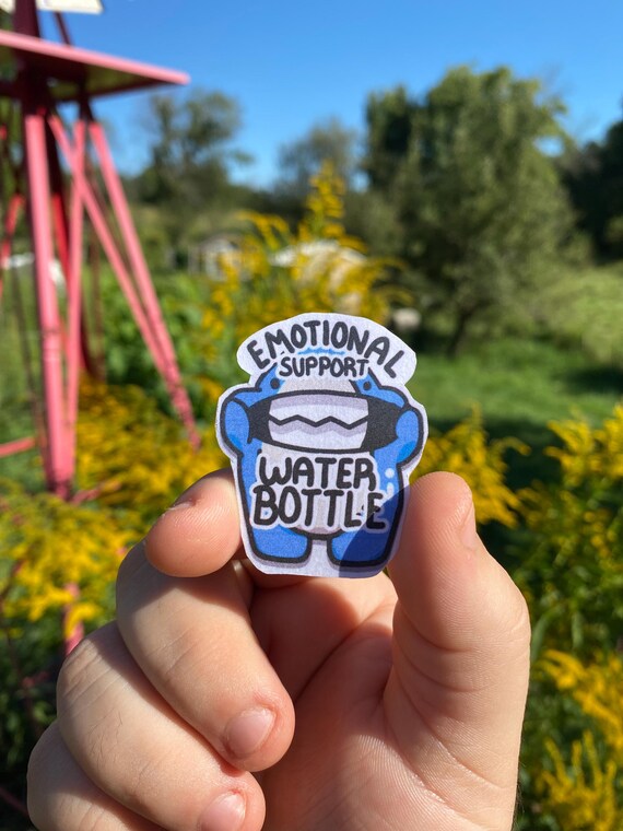 HAND-CUT Emotional Support Water Bottle Sticker Cute Shark Stickers for Water Bottles By Jenksto