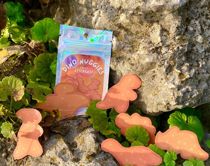 Featured listing image: HAND-CUT Dino Nugget Sticker Pack Cute Food Stickers Made by Jenksto (6-Pack)