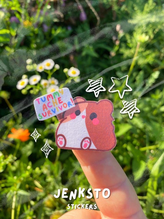 Tummy Ache Survivor Hamster Sticker Made by Jenksto