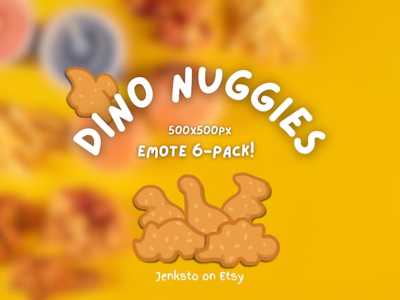 Dino Nugget Cute Food Emoji Bundle Twitch/Discord Emote Made by Jenksto (6-Pack)
