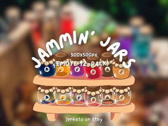 Jam Jar Food Emoji Bundle Cute Twitch/Discord Emote Made by Jenksto (12-Pack)