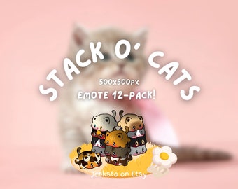 Adorable Cat Emote Bundle Kitten Breed Variety Emoji Twitch/Discord Emote Made by Jenksto (12-Pack)