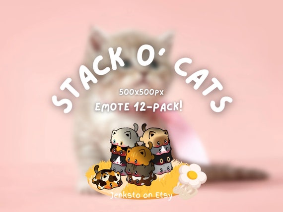 Adorable Cat Emote Bundle Kitten Breed Variety Emoji Twitch/Discord Emote Made by Jenksto (12-Pack)