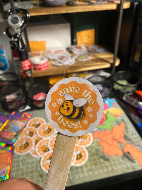 HAND-CUT Save the Bees Sticker Cute Bee Sticker Made by Jenksto