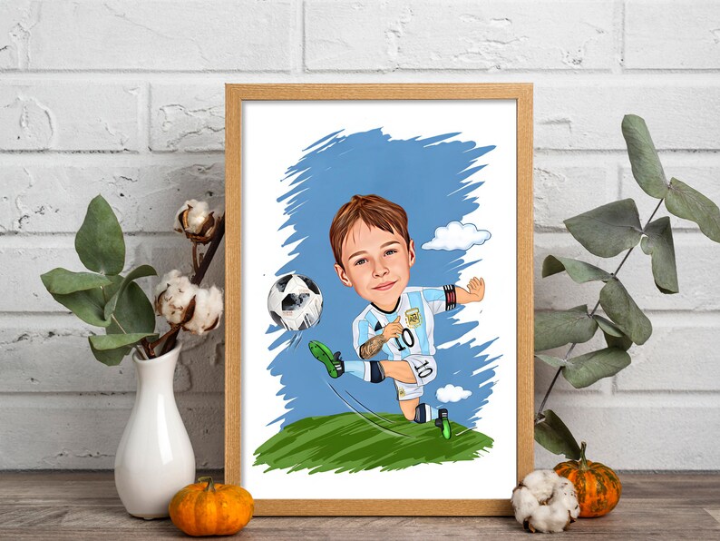 Custom LM10 Soccer Player Cartoon Portrait, Custom Portugal Soccer ...