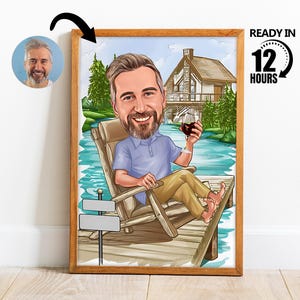 Benutzerdefiniertes Ruhestand Cartoon Portrait, Ruhestand Karikatur vom Foto, personalisiertes Ruhestand Porträt, Geschenk für Männer,benutzerdefinierte Männer Porträt -119