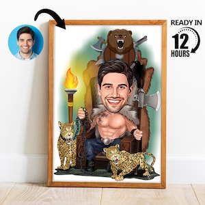 Retrato personalizado de homem viking a partir de foto, presentes vikings, Ragnar, retrato personalizado de homem, pintura histórica, melhor presente para ele, presentes exclusivos -241