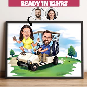 Retrato de dibujos animados de pareja de golfistas personalizado, retrato de dibujos animados de pareja de golfistas personalizado, regalo para golfista, caricatura de golfista, regalo para pareja -112