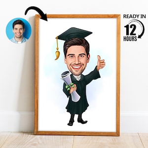 Ritratto di laurea personalizzato, caricatura di laurea personalizzata, ritratto di laurea, regalo di laurea, regalo per la laurea -122