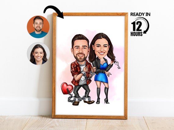 Custom Couple Cartoon Portrait, Couple Portrait, Couple Caricature, Couple Gift,Custom Lovers,Valentine's Day Caricature, Wedding Gift -51