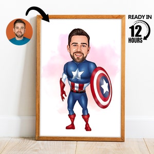 Benutzerdefinierte Superheld-Karikatur-Porträt, Superheld-Karikatur, Geschenk für Papa, Superheld-Karikatur, lustiges Papa-Geschenk, Karikatur vom Foto, Karikatur für Männer-7