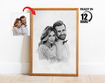 Custom Sketch From Photo,Personalized Family Portrait, Custom Charcoal, Custom Drawing, Custom Portrait, Digital Sketch Art, Pencil Drawing