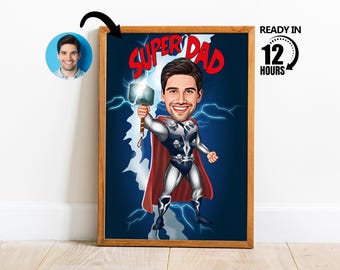 Custom Superhero Cartoon Portrait,Superhero Caricature,Gift for Dad,Superhero Cartoon,Funny Dad Gift,Gift for father,Cartoon for Men-208