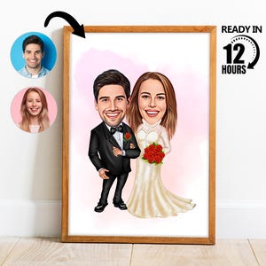 Custom Wedding Couple Cartoon Portrait,Personalized Wedding Cartoon Portrait,Gift for Wedding,Couple Cartoon Portrait,Wedding Drawing -115