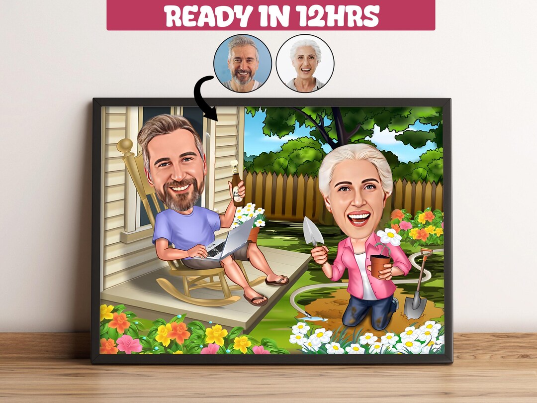 Custom Couple Retirement Cartoon Portrait,personalized Retirement ...