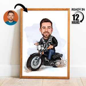 Benutzerdefinierte Motorradfahrer Cartoon Portrait, benutzerdefinierte Motorradfahrer Karikatur Zeichnung Foto, lustige Motorradfahrer Karikatur, Geschenk Motorradfahrer -12