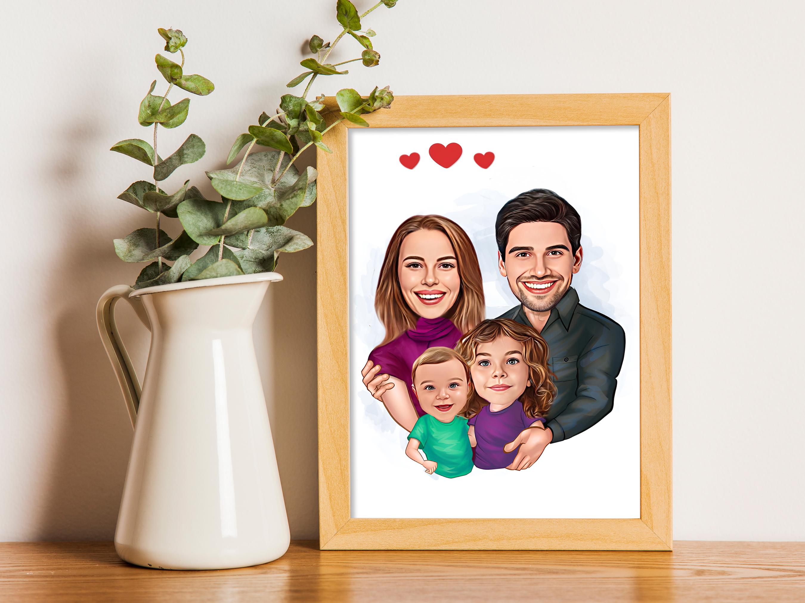 Custom Family Cartoon Portrait, Custom Family Portrait, Personalized ...