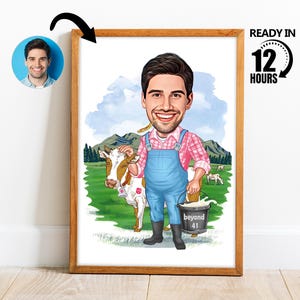 Custom Farmer Cartoon Portrait,Personalized Farmer Portrait,Gift for Farmer,Farmer Caricature,Farmer Cartoon from Photo,Farmer Portrait -237