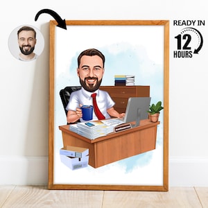 Retrato de dibujos animados de trabajador de oficina personalizado, dibujo de caricatura de oficial personalizado de la foto, caricatura, regalo para oficial, caricatura de oficial -32