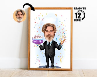 Custom Birthday Cartoon Portrait, Custom Birthday Caricature Drawing from Photo, Funny Birthday Caricature,Birthday Gift for Men -19