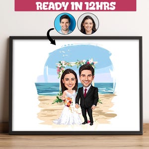 Custom Wedding Couple Cartoon Portrait,Personalized Wedding Cartoon Portrait,Gift for Wedding,Bridal Portrait,Wedding Drawing -138