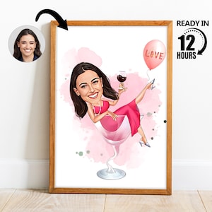 Cumpleaños personalizado para niñas retrato, regalo de cumpleaños para niñas, caricatura de día especial, foto a dibujos animados, caricatura personalizada, regalo para mujeres, -46