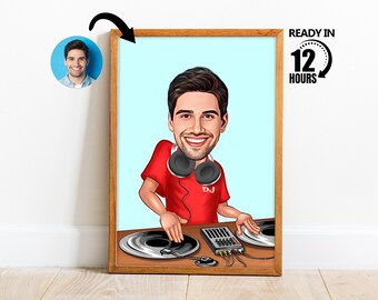 Custom DJ Cartoon Portrait,Personalized DJ Caricature,Musician Caricature Portrait,DJ Gift,Gift for Dj,Gift for Men,Funny Dj Caricature -121