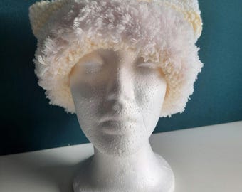 Crochet Cat Ear Beanie – Handmade Fluffy Winter Hat, Custom Colors