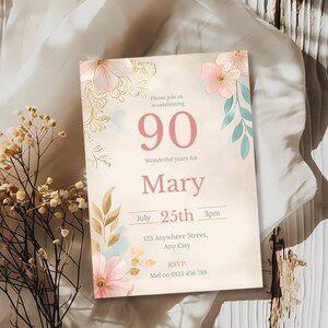 90th Birthday Invitation