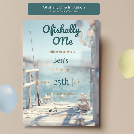 Ofishally One Little Fisherman Invitation