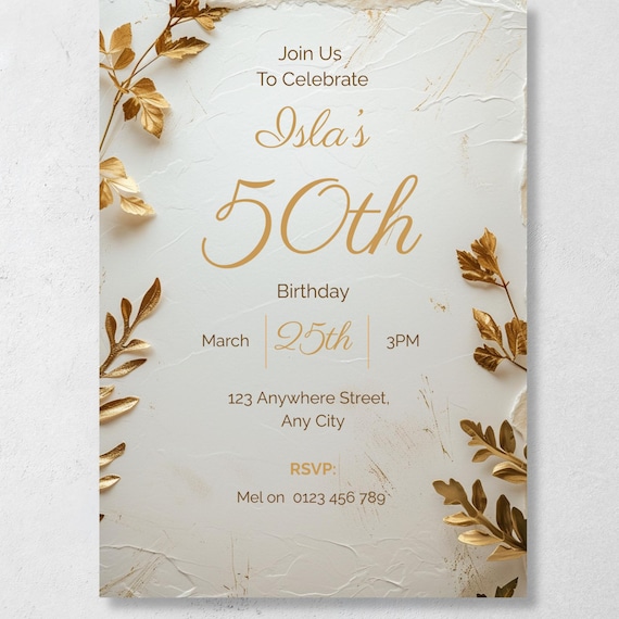 Cream & Gold Botanical 60th Birthday Invitation