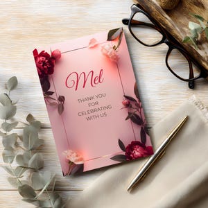 Floral birthday invitation template with candlelight aesthetic, romantic and elegant design for dinner party or intimate celebration