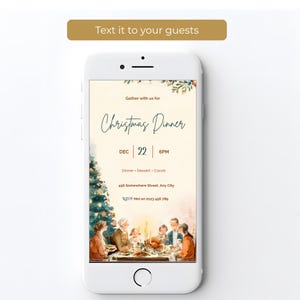 Christmas dinner evite on a smartphone screen, ready to text to family and friends