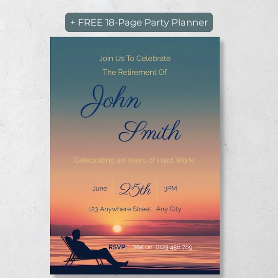 Sunset Beach Retirement Invitation